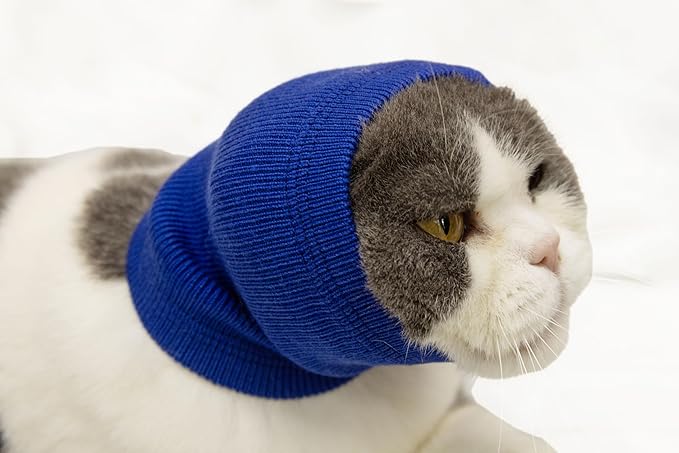FDANDADE Cat Hematoma Ear Wrap,Cat Ear Wrap Anxiety Relief – Noise Canceling for Fireworks, Thunderstorms, Pet Grooming & Force Drying Blue S