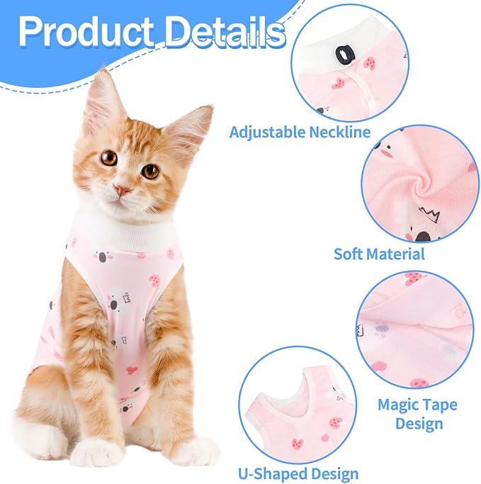 Cat Recovery Suit Female, Breathable Cat Onesie After Surgery Female for Abdominal Wounds or Skin Diseases, Surgery Recovery Suit Kitten Onesie After Spay Wear Anti Licking