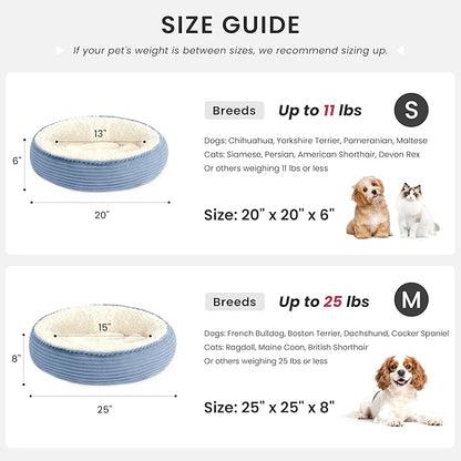 Love's cabin Round Donut Cat and Dog Cushion Bed, 20in Pet Bed for Cats or Small Dogs, Anti-Slip & Water-Resistant Bottom, Super Soft Durable Fabric Pet beds, Washable Luxury Bed Sky Blue Stripe