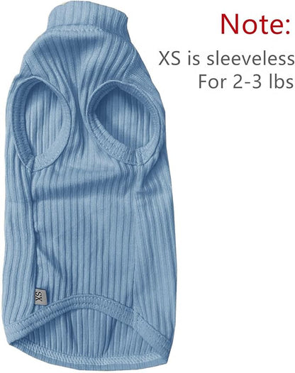 Sphynx Hairless Cats Shirt Cotton Cat Turtleneck Sweater Pullover Kitten T-Shirts with Sleeves Cat Pajamas Jumpsuit for Sphynx Cornish Rex, Devon Rex, Peterbald (Sky Blue, X-Small (Pack of 1))