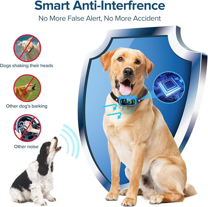 FAFAFROG Bark Collar, Rechargeable Dog Bark Collar with 5 Adjustable Sensitivity and Intensity Beep Vibration, Anti Barking Collar for Small Medium Large Breed Dogs (Blue)