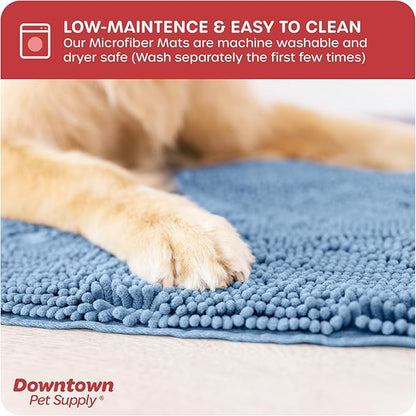 My Doggy Place Dog Mud Mat, 31" x 20" Faded Denim – Thick Microfiber Entry Rug for Snow, Mud & Salt – Absorbent, Quick-Dry, Washer-Safe & Non-Slip, Medium