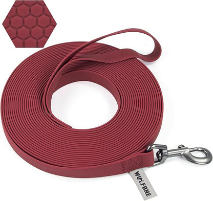 Wolfone 6m Dark Red Heavy Duty Robust Training Dog Leash with Anti-Slip Handle，Waterproof Long Dog Leash for Outdoor Activities