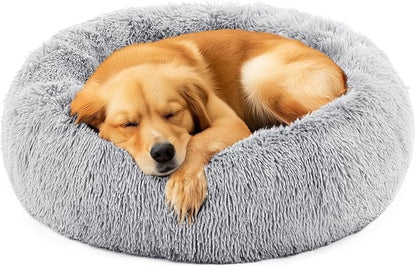 NEWBULIG 30.7x30.7 Inch Dog Bed Large Sized Dog, Donut Shape Cat Beds for Indoor Cats with Washable, Anti-Slip, Faux Fur