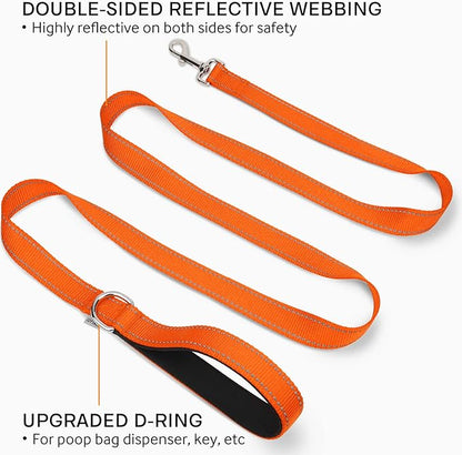 Joytale Dog Leash, 6 FT Double-Sided Reflective, Padded Handle Nylon Heavy Duty Leashes for Small & Medium Dogs Walking, Orange