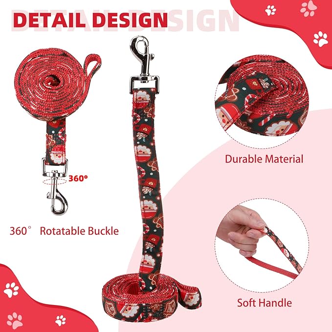 KOOLTAIL Christmas Dog Harness for Small Medium Dogs,Dog Harness and Leash Set, Step in No Pull Soft Mesh Padded Adjustable and Reflective Pet Vest Harness Puppy, Extra Harness for XS S Dogs, M