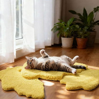 BrightRow 3 Pack Self Warming Pet Bed Leaf Shape Self Heating Cat Dog Mat Washable Thermal Sleeping Pad for Indoor Outdoor Hedgehog, Bunny, Sugar Glider, Rat, Chinchilla(Light Yellow,Small-16 x20)