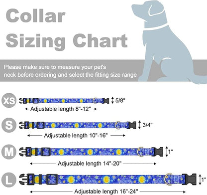Rnivvi Dog Collar for Small Dogs, Cute Heavy Duty Adjustable Puppy Collar with Quick Release Buckle for Girl & Female, Pet Accessories for Walking Running, XS Length 5/8" Width, Van Gogh Starry Night