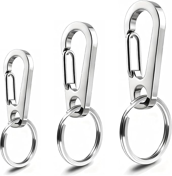 Dog Tag Clips/Multiple Size 304 Stainless Steel Quick Clip with Rings/Easy Change Pet ID Tag Holder for Small/Medium/Large Dog Cat Collars and Harnesses.(3 Pack)