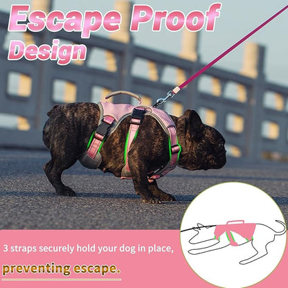 BELPRO Multi-Use Support Dog Harness, Escape Proof No Pull Reflective Adjustable Vest with Durable Handle, Dog Walking Harness for Big/Active Dogs (Pink, M)