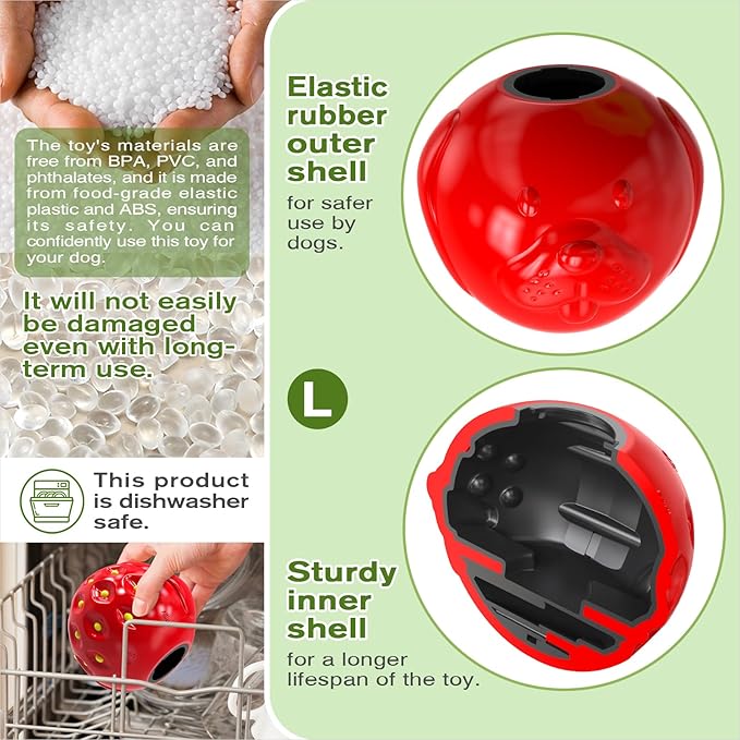 3 in 1 Large-Size Strawberry Dog Fillable Lick Treat Toy,Long-Lasting Ultimate Boredom Buster, Kibble Dispenser Food Ball & Dogs Chew Toys BPA-Free