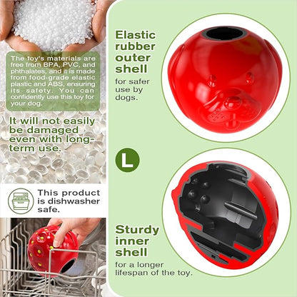 3 in 1 Large-Size Strawberry Dog Fillable Lick Treat Toy,Long-Lasting Ultimate Boredom Buster, Kibble Dispenser Food Ball & Dogs Chew Toys BPA-Free