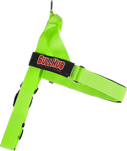BULLHUG Adjustable Dog Harness– No Pull, No Choke – for English Bulldogs, French Bulldogs, Pugs & Broad-Chested Breeds – Easy, Safe Walks (NEON Green, Medium)