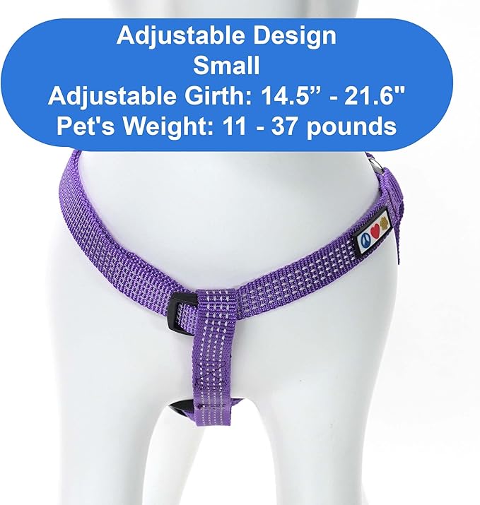 Pawtitas Reflective Step-in Dog Harness – Adjustable No-Pull Vest for Puppies to Seniors, Safe & Comfortable, S Purple
