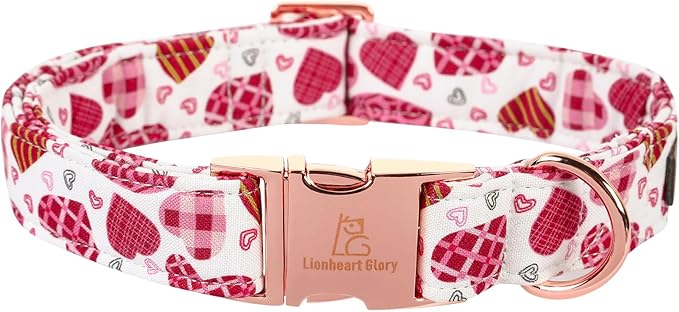 Lionheart glory Valentine Collar, Cookie Hearts Dog Collar for X-Small Cute Dog Collars Spring Female Pet Gift Adjustable Heavy-Duty Puppy Collar Holiday