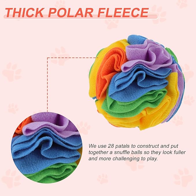 Snuffle Ball for Dogs, Designed for Small Breeds and Puppies, Interactive Dog Toys, Keeps Pets Busy with Storage Bag Machine Washable, Colorful, Large