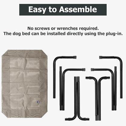 Elevated Dog Bed for Outdoor, XXL Raised Dog Cot Indestructible with Washable Mesh, Cooling Summer Pet Cot Chew Proof for Outside Camping Travel, 51 inch Brown