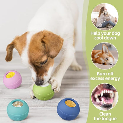 Long-Lasting Interactive Dog Lick Toy, Stuffable Dog Enrichment to Keep Dogs Busy, Wobbly Treat Dispensing Freezable Chew Toys, Food-Grade Safe (Green,L)