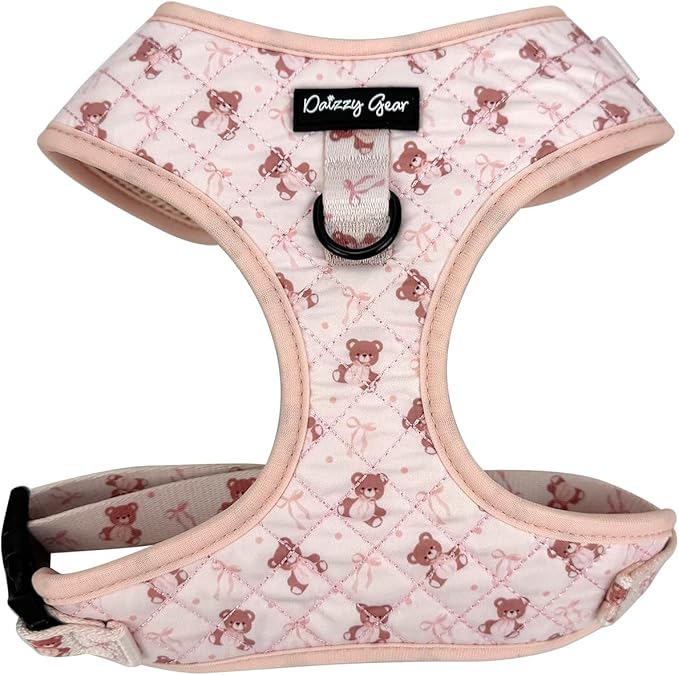 Large Dog Collar and Harness Set – No Pull, All-Weather, Breathable Harness & Leash Set with Collar, Bandana, Sailor Bow & Poop Bag Holder – Adjustable & Soft - Teddy Coquette on Jacquard Fabric