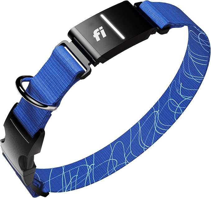 New Fi Series 3+ Smart Dog Tracker Collar [6 Month Membership Included] GPS Tracker for Dogs with Health & Behavior Monitoring, Escape Alerts, Waterproof, LED, Apple Watch Compatible (Blue, X-Small)