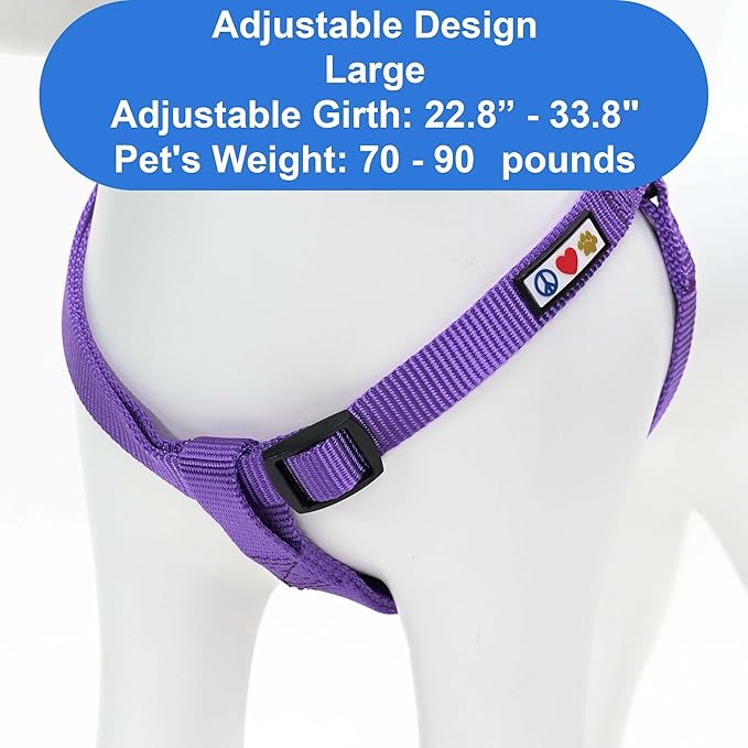 Pawtitas Personalized Dog & Puppy Harness Large Purple Custom ID Tag Adjustable No Pull Vest