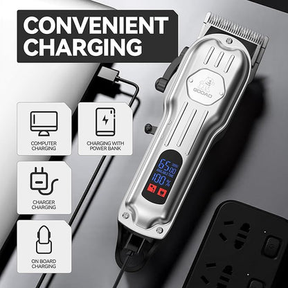 Dog Grooming Kit for Heavy Thick Hair&Coats,Low Noise Dog Hair Trimmer,Rechargeable Cordless Pet Shaver with Stainless Steel Blade, Dog Clippers for Grooming for Small Large Dogs Pets (Sliver)