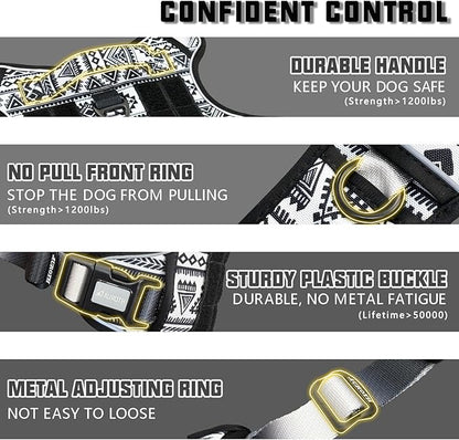 AUROTH Tactical Dog Harness for Large Dogs No Pull Adjustable Pet Harness Reflective K10 Working Training Easy Control Pet Vest Military Service Dog Harnesses