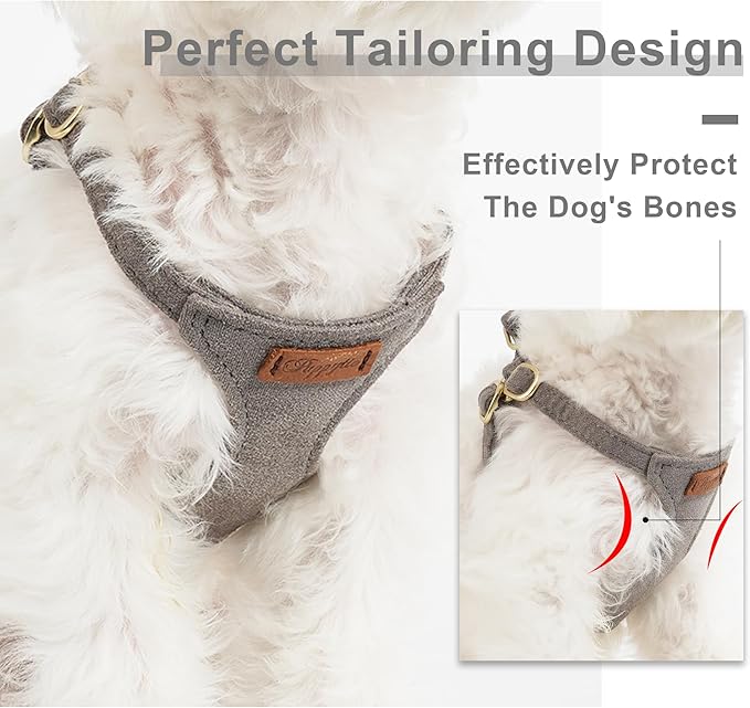 Puppytie No Pull Dog Harness with Multifunction Dog Leash,Soft Adjustable No Choke Escape Proof Pet Harness Vest for Medium Dogs or Large Dogs,Silver Grey,M