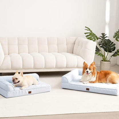 EHEYCIGA Orthopedic Dog Bed Medium Size Dogs, Memory Foam Dog Bed with Washable Removable Cover, Waterproof Pet Sofa Couch for Crate with Nonskid Bottom, 30x20x6, Washblue