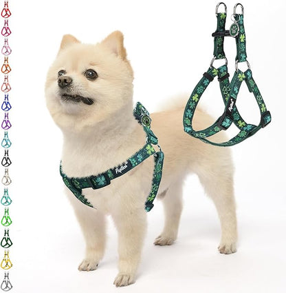 PUPTECK No Pull St. Patrick Dog Harness Soft Adjustable Basic Nylon Step in Puppy Vest Outdoor Walking with ID Tag, Deep Green M
