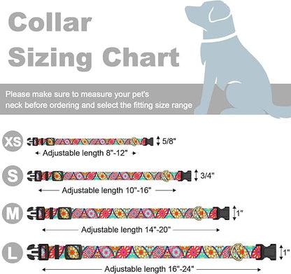 Rnivvi Dog Collar for Medium Dogs, Cute Heavy Duty Adjustable Puppy Collar with Quick Release Buckle for Boy Girl & Female, Pet Accessories for Walking Running, M Length 1" Width, Beautiful Mandala