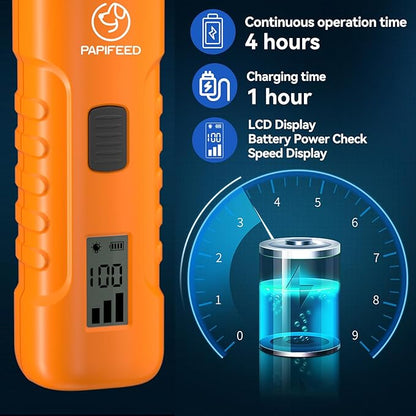 PAPIFFEED Dog Nail Grinder – Quiet Electric Nail Trimmer with Dual LED Light, Safe for Black & Thick Nails, Rechargeable for Small Medium Large Dogs & Cats (Orange)