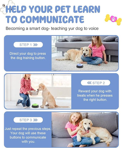 Dog Buttons for Communication, 8 Dog Talking Button Set, 30s Recordable Voice Pet Buzzer Training Buttons, Speaking Button for Dogs with Anti-Slip Dog Buttons Talk Mat and 24 Scene Stickers