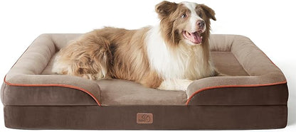 Bedsure L Plus Orthopedic Dog Bed for Large Dogs - Washable Dog Cat Bed Waterproof, L Plus Big Comfort Dogs Couch Sofa with Washable Removable Cover, Pet Bed with Nonskid Bottom, Brown, 38"