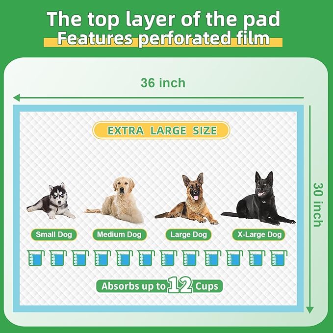 DEEP DEAR Dog Pee Pads Extra Large 30"x36", 40-Count Puppy Pads XXL, Leak-Proof X-Large Pee Pads for Dogs, Super Absorbent Dog Potty Training Pads XL, Disposable Pet Urine Bed Pads for Doggie, Cats