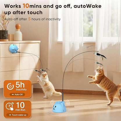 Interactive Cat Toys for Indoor Cats - Automatic Flying Bird Feather Toy, USB Rechargeable Electric Cat Teaser with Strong Suction Base, Smart Motion Activated Self-Play Enrichment Toy for Bored Cats
