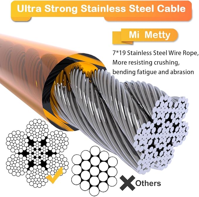 Dog Tie Out Cable,20ft Dog Lead-Heavy Duty Tie Out Cable for Large Dogs Up to 125lbs-Dog Chain for Yard-Outside Dogs Runner Tether Line