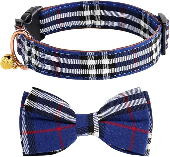 Yizepet Dog Collar with Bow Tie- Adjustable pet Collar for Dogs with Plastic Buckle Collar, Stylish Pattern for Small Medium or Large Boy and Girl Dog and Cat