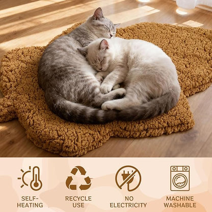 BrightRow 3 Pack Self Warming Pet Bed Leaf Shape Self Heating Cat Dog Mat Washable Thermal Sleeping Pad for Indoor Outdoor Hedgehog, Bunny, Sugar Glider, Rat, Chinchilla(Orange,Large-19 x29)