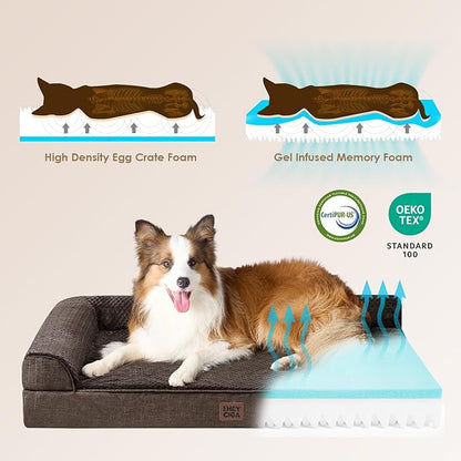 EHEYCIGA Orthopedic Dog Bed Medium Size Dogs, Memory Foam Dog Bed with Washable Removable Cover, Waterproof Pet Sofa Couch for Crate with Nonskid Bottom, 30x20x6,Brown