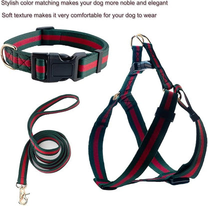 Premium and Stylish Dog Collar Harness and Leash,Soft Comfortable，Chest Adjustable Pet Harness,Luxury Fashion Dog Harness Leashes Set Gift for Puppy Small Dogs