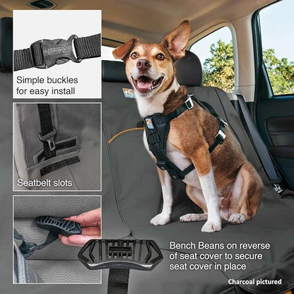 Kurgo Rover Bench Dog Seat Cover, Car Bench Seat Covers for Pets, Dog Back Seat Cover Protector, Water Resistant, Contains Seat Anchors, Scratch Proof, 55" Wide