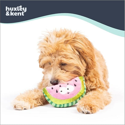 Huxley & Kent Funny Dog Toy w/Squeaker – Power Plush Squeaky Dog Toys for Small Dogs – Durable Small Stuffed Animal for Indoor Play & Fetch - Tiny Tuff Walter Melon