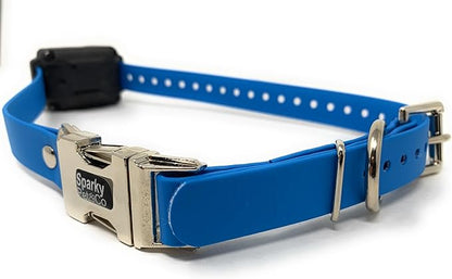 Sparky Pet Co - Apollo ECollar Replacement Strap - Dog Collar - Waterproof Biothane - Adjustable - Double Buckle - Quick Snap Metal Clasp - for Invisible Fence Systems - 3/4" x 28" (Blue)