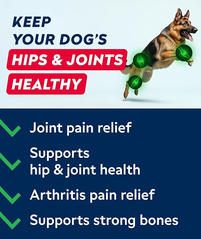 Glucosamine Treats for Dogs - Joint Supplement w/ Omega-3 Fish Oil - Chondroitin, MSM - Advanced Mobility Chews - Joint Pain Relief - Hip & Joint Care - Peanut Butter Flavor - 180 Ct - Made in USA