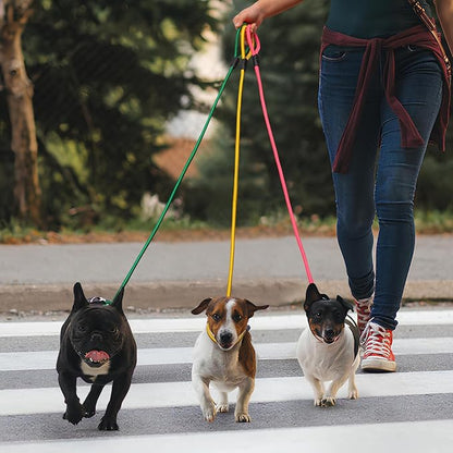 3-Pack Adjustable No-Pull Dog Slip Leads 3 Colors (Yellow/Pink/Green) - Dogs' Fave Hues, Easy On/Off, No Collar Needed, Ideal for Training & Walking