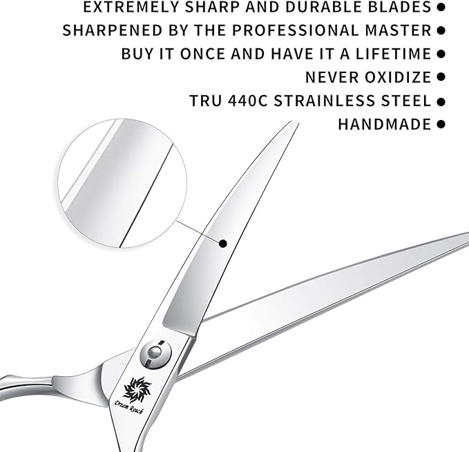 Dream Reach Dog Grooming Scissors - 6.5" Professional Sharp Downword Curved Shears with Ergonomic Handle for Cats Dogs