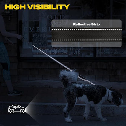Fida 10ft Heavy Duty Dog Leash with 2 Comfortable Padded Handles, Traffic Handle & Advanced Easy Snap Hook, Reflective Walking Lead for Large, Medium & Small Breed Dogs, Grey