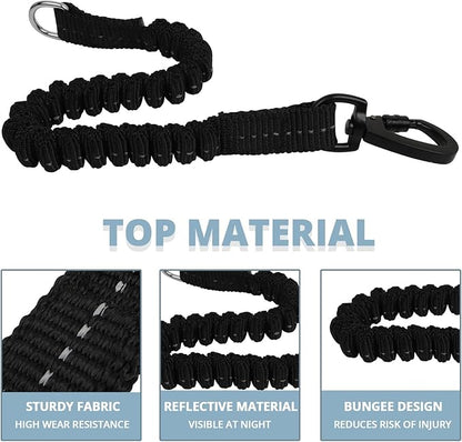 Long Dog Leash 15 FT: Heavy Duty Rope Leashes for Dogs Training with Swivel Lockable Hook Reflective Threads Bungee and Padded Handle - Dog Lead for Large Small Medium Dogs Outside Walking Hiking Grey