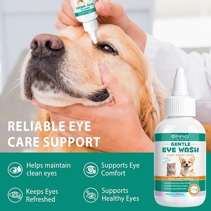 Pet Dog Eye Drops, Eye Drops for Dogs & Cats, Eye Drops and Wash for Pets, Soothes Irritation, Moisturizes Dry Eyes, Safe & Gentle Formula Daily Pet Care 100ml